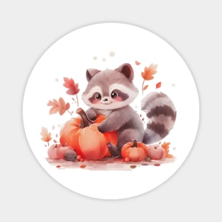 Happy Pumpkin Raccoon Magnet